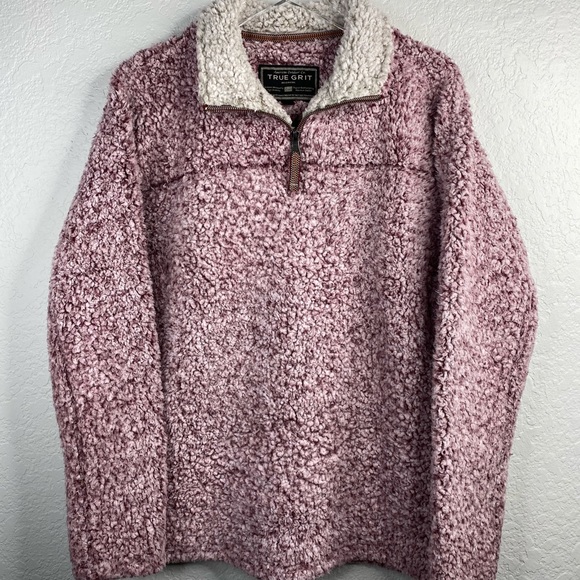 True Grit Burgundy Sherpa Pullover Fleece  Jacket - Picture 9 of 10